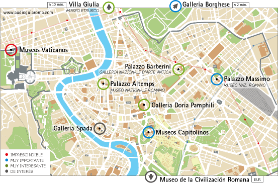 Mapa de Roma - ubicaci�n de los principales museos