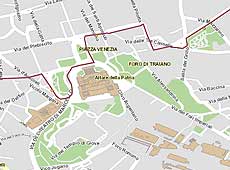 Trayecto de una linea de autobus en Roma