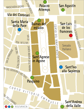 Mapa de la zona de Piazza Navona