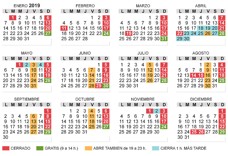 Calendario Museos Vaticanos 2019