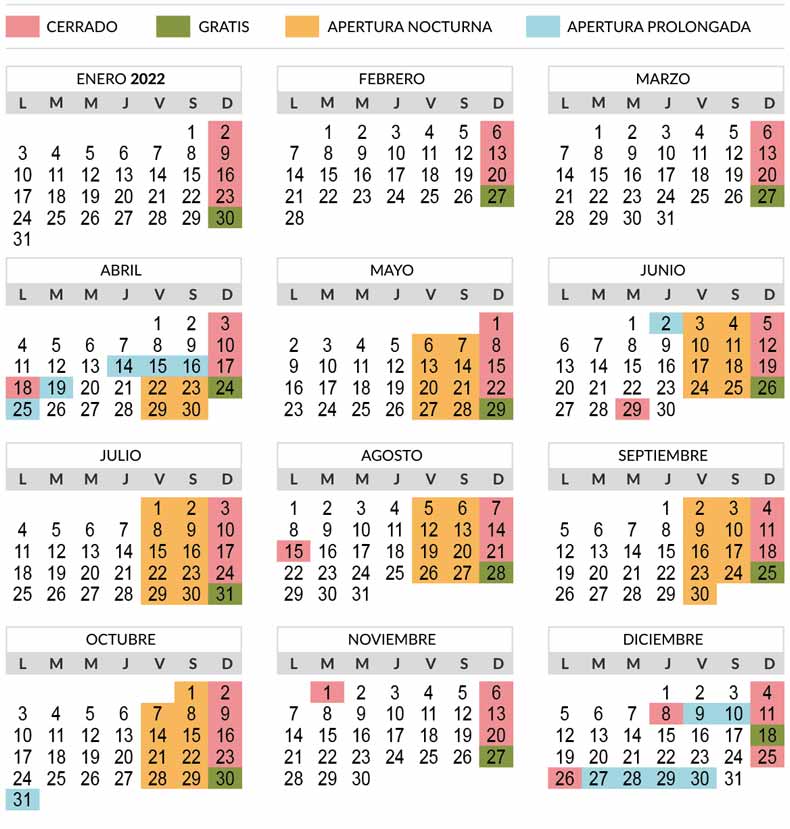 Calendario Museos Vaticanos 2022