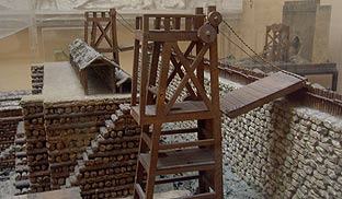 Maqueta de las máquinas de asalto construidas por Julio César durante la Guerra de las Galias