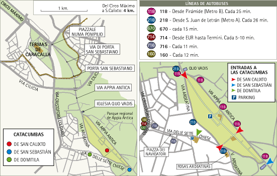 Mapa de situación - catacumbas de la Via Appia