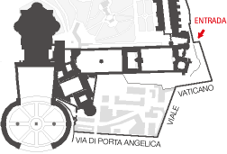 Plano de la entrada a los Museos Vaticanos