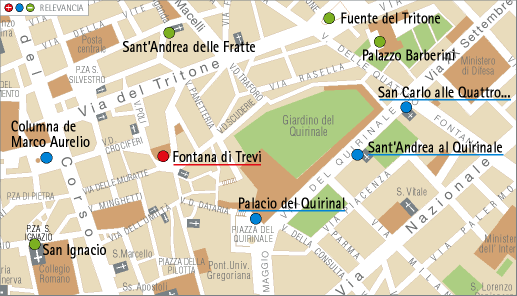 Mapa de la zona de la Fontana de Trevi