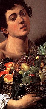 Joven con cesta de frutas – Caravaggio, c. 1593 (con 22 años)