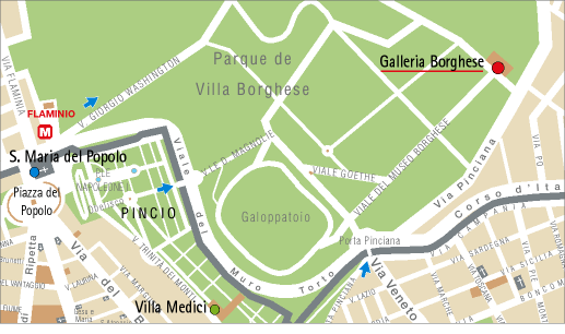 Mapa de situación de la Galleria Borghese