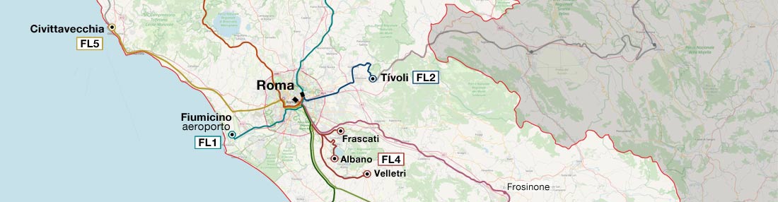 Mapa de los trenes de cercanías de Roma