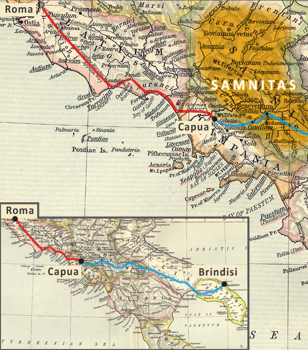 Mapa de la Via Apia