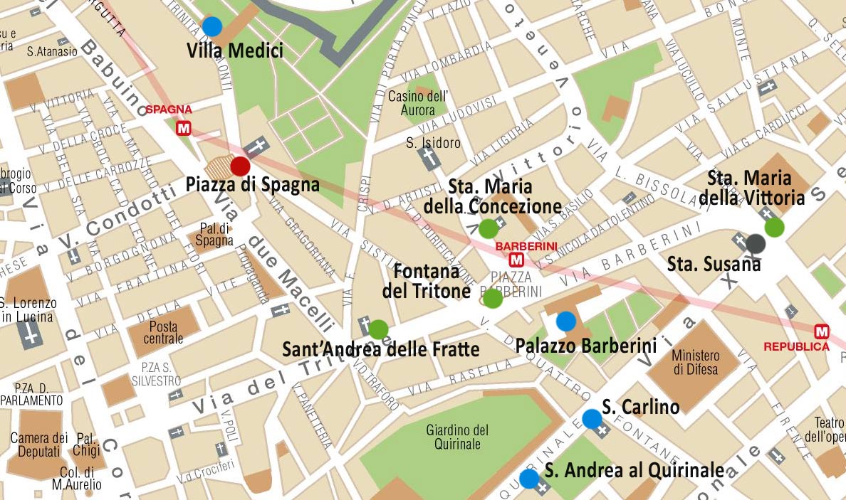 Mapa de la zona de Piazza Spagna