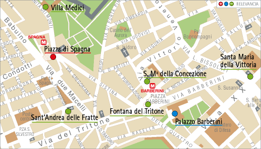 Mapa de la zona de Piazza Spagna