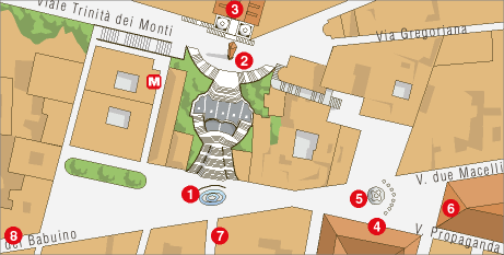 Plano de la Plaza de España en Roma