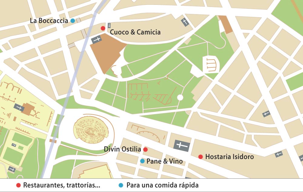 Mapa de restaurantes en torno al Coliseo