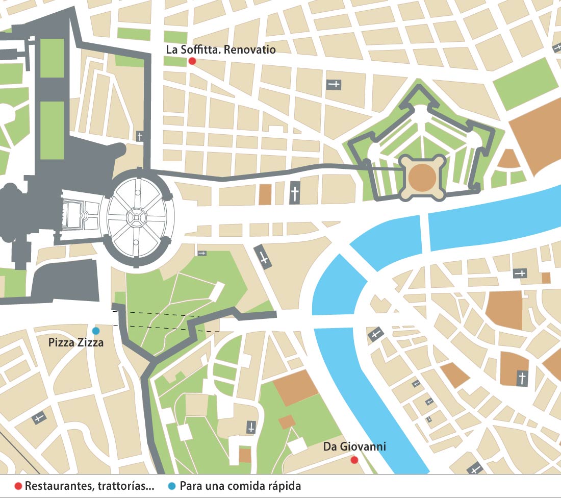 Mapa de restaurantes en torno al Vaticano