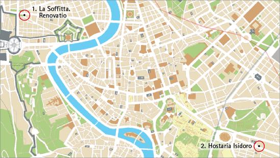 Mapa de restaurantes en Roma